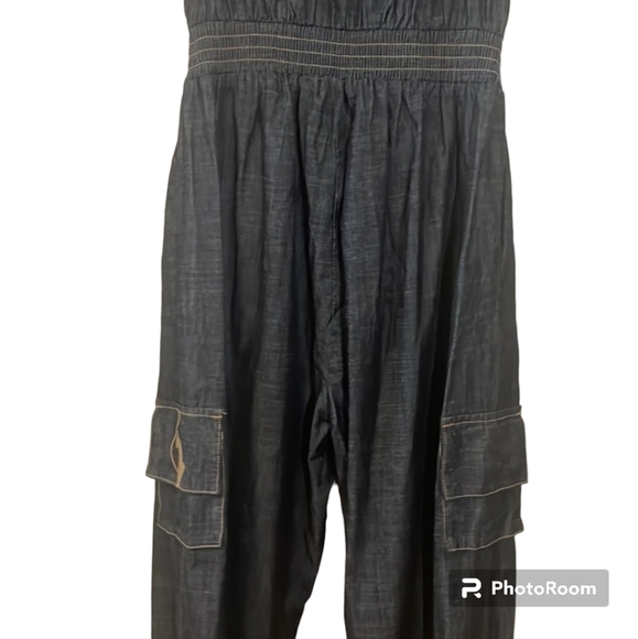 Baby Phat Strapless Denim Cargo Jumpsuit Size 13/15 - Picture 3 of 9